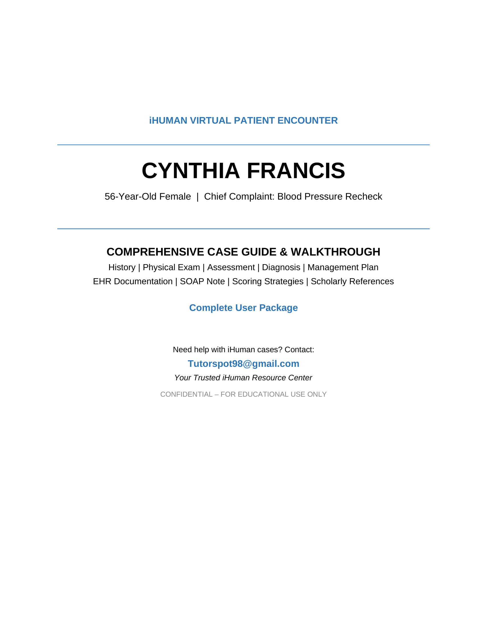 Page 1 — Cover & Case Overview