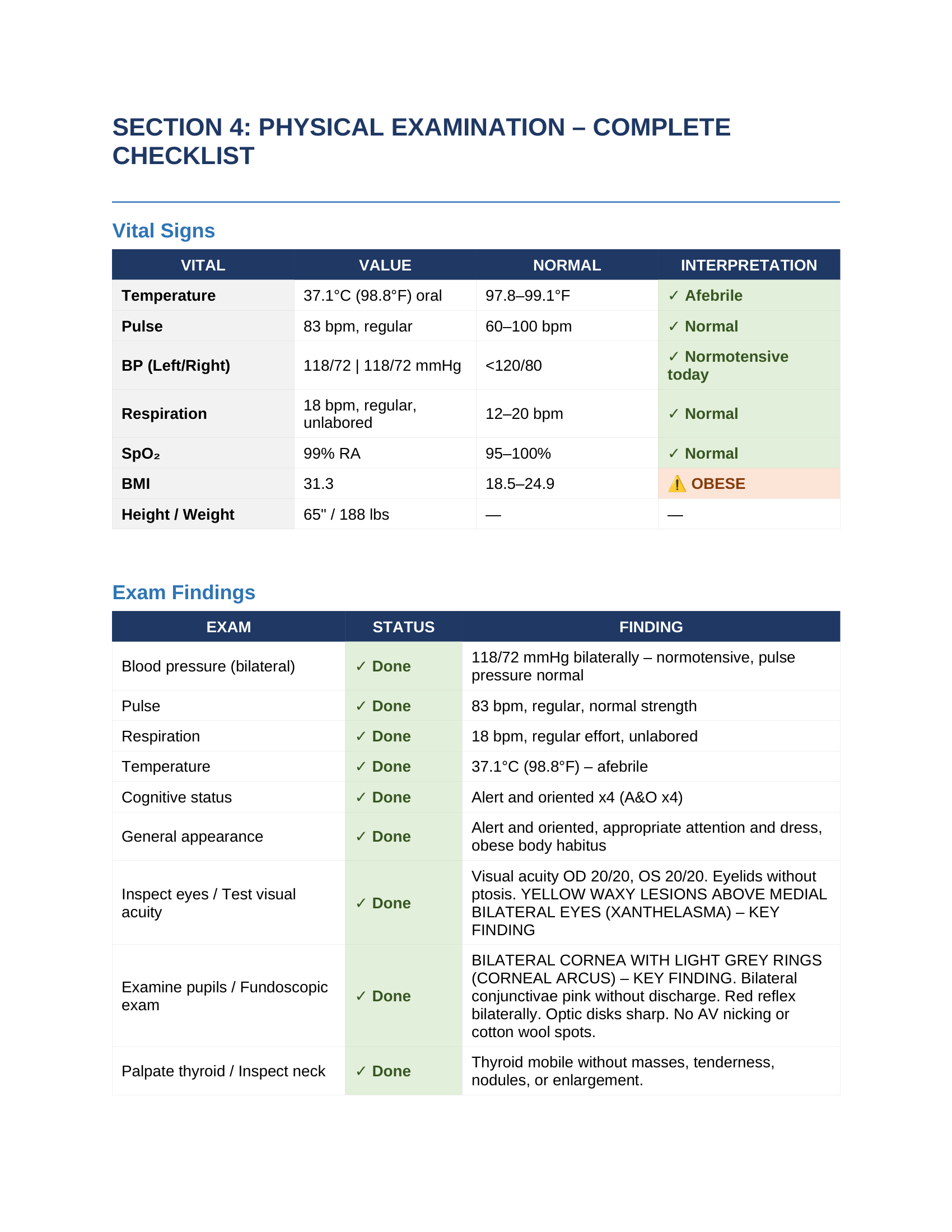 Page 8 — Physical Exam — complete checklist