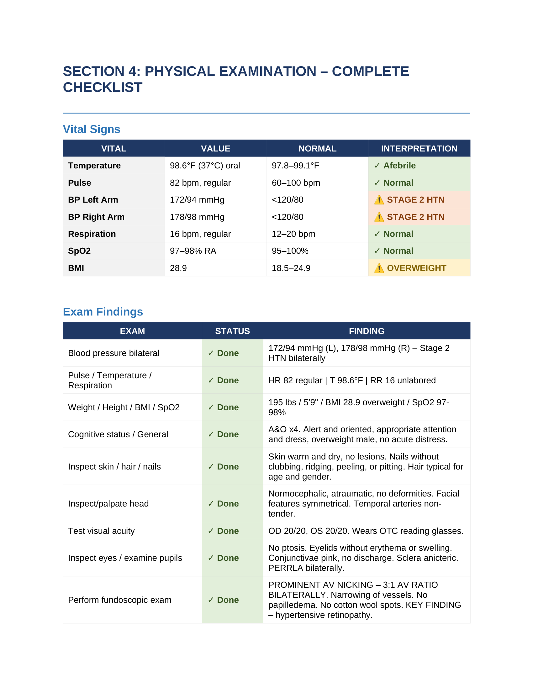 Page 9 — Physical Exam — complete checklist